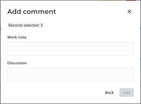 Add comment modal window