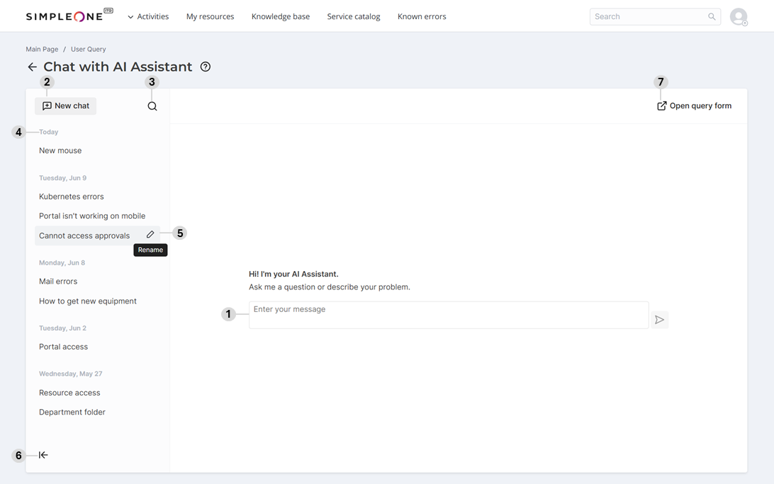 Chat with AI Assistant interface
