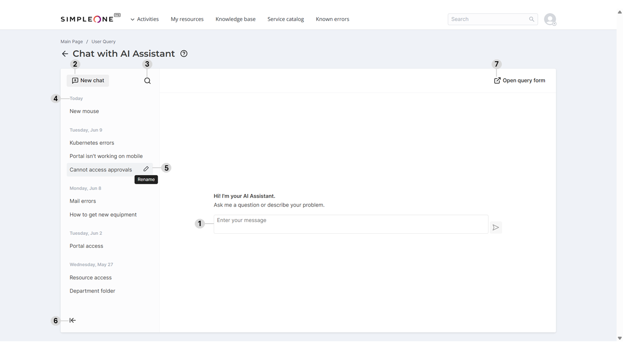 Chat with AI Assistant interface