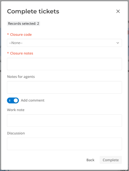 Complete tickets modal window