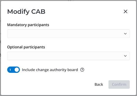 Modify CAB modal window
